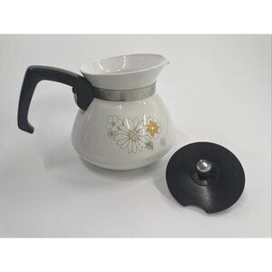 Vintage Corning Floral Bouquet Stovetop Coffee Teapot 6 Cups with Lid CLEAN EXC